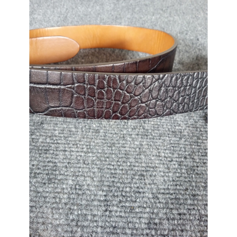 Façonnable Mens Made In Italy Leather Golf Belt Faux Croc Design Brown Size 32US - Picture 5 of 7